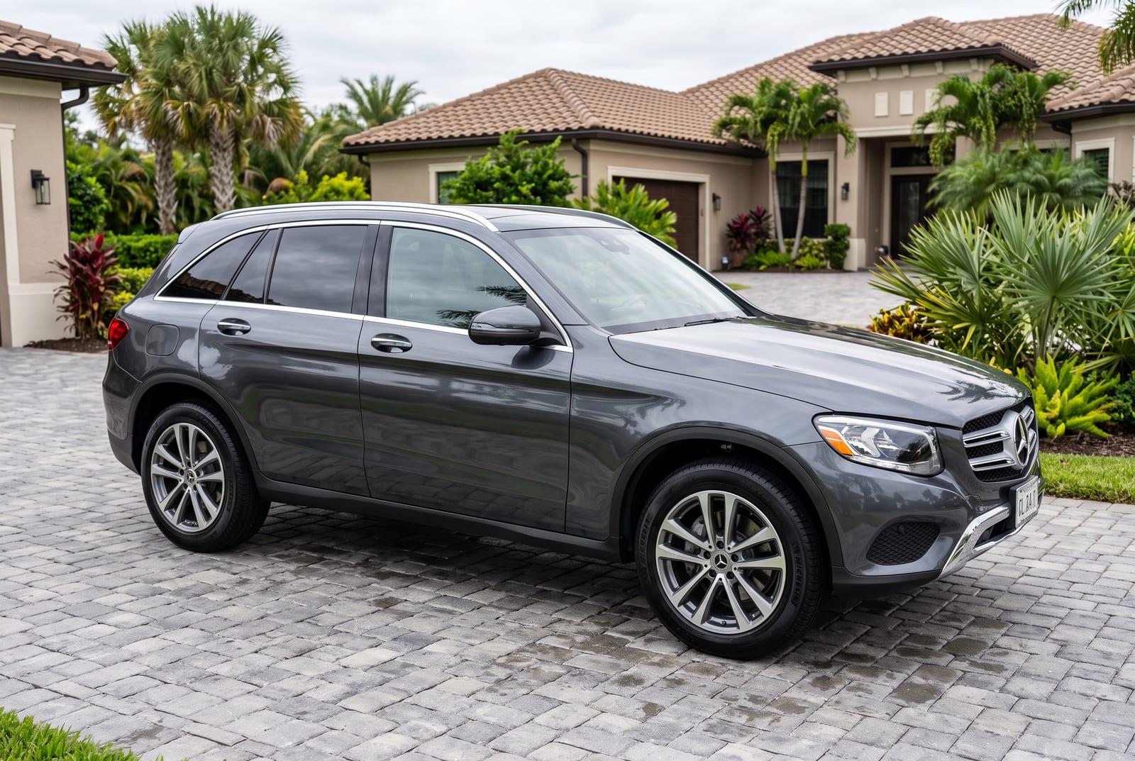 A freshly detailed SUV on a Wesley Chapel driveway
